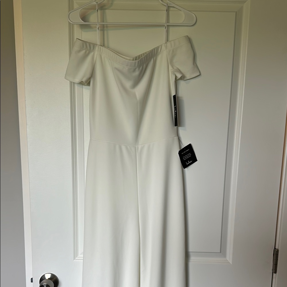 Lulu's Off-Shoulder White Jumpsuit
